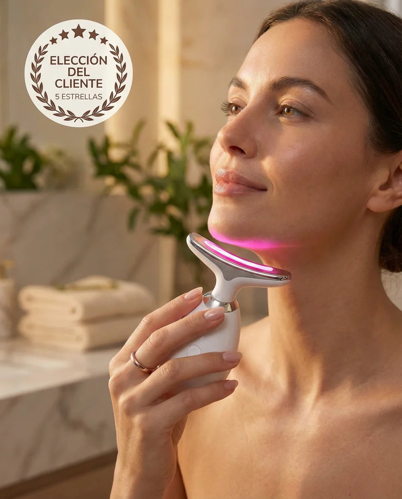 Masajeador facial, para cuello y papada con vibración y LED