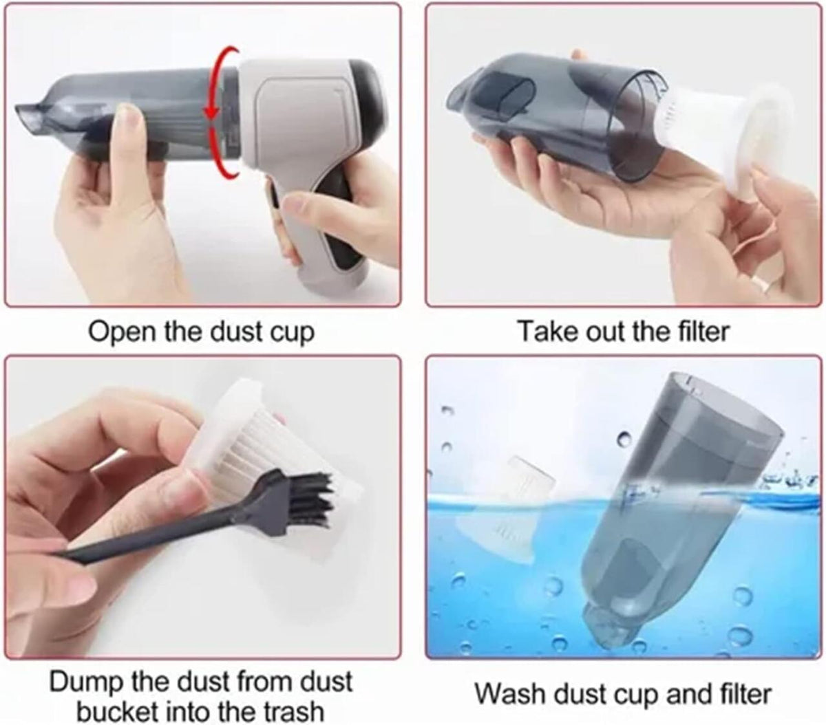 Aspirador de Mano Inalámbrico 4 en 1 con Soplador y Compresor, USB, para Hogar y Coche