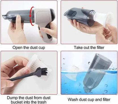 Aspirador de Mano Inalámbrico 4 en 1 con Soplador y Compresor, USB, para Hogar y Coche