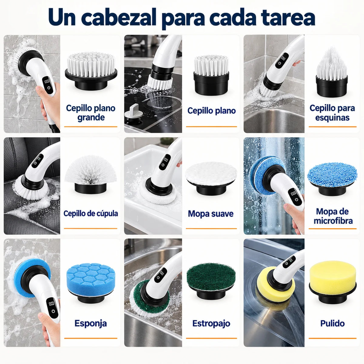Cepillo Eléctrico de Limpieza 9 en 1