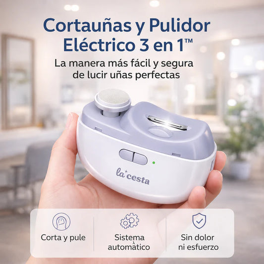 Cortaúñas y Pulidor Eléctrico 3 en 1™ Uñas perfectas en segundos, sin cortes ni esfuerzo.