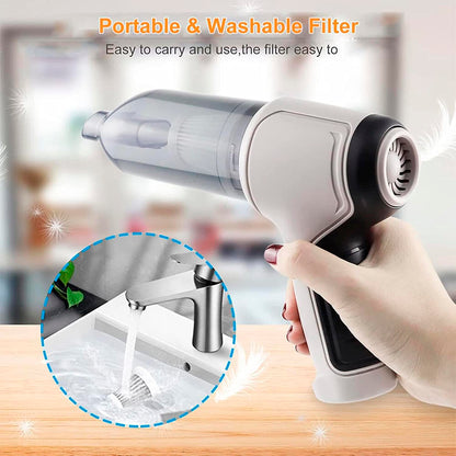 Aspirador de Mano Inalámbrico 4 en 1 con Soplador y Compresor, USB, para Hogar y Coche