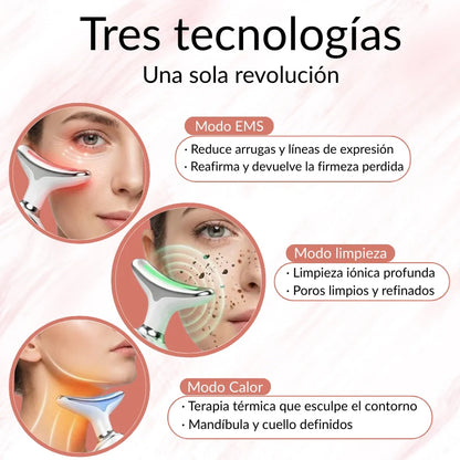 Masajeador facial, para cuello y papada con vibración y LED