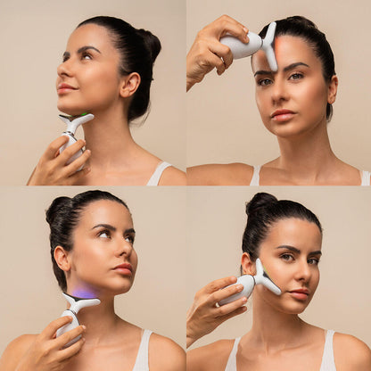 Masajeador facial eléctrico para rostro y cuello con LED, EMS y calor Selora