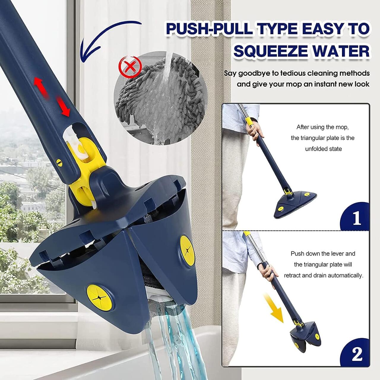 Fregona Triangular 4 en 1 - Limpieza Eficaz Sin Esfuerzo