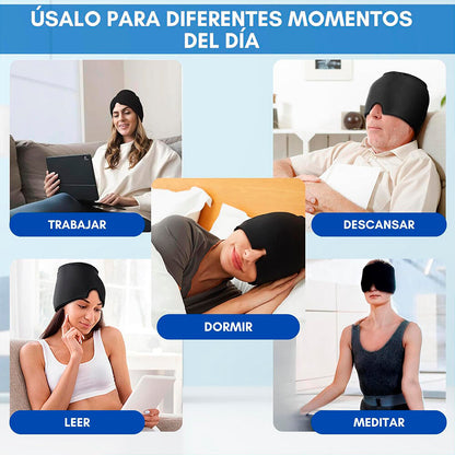 Gorro Terapéutico de Compresión para Alivio de Migrañas y Dolor de Cabeza [Frío y Calor]