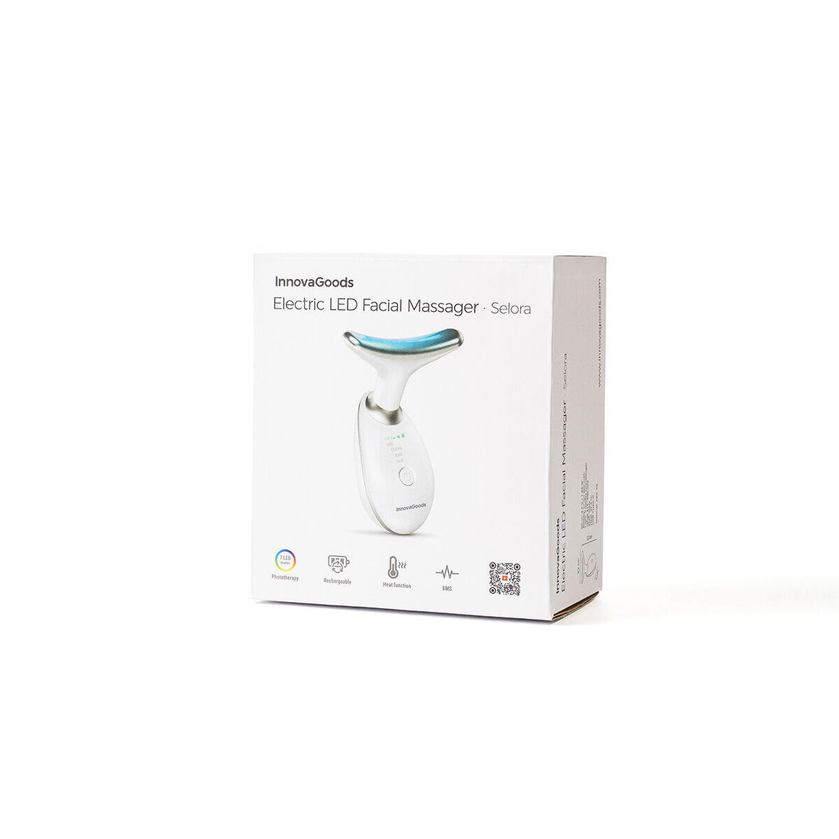 Masajeador facial eléctrico para rostro y cuello con LED, EMS y calor Selora