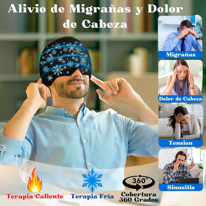 Gorro Terapéutico de Compresión para Alivio de Migrañas y Dolor de Cabeza [Frío y Calor]