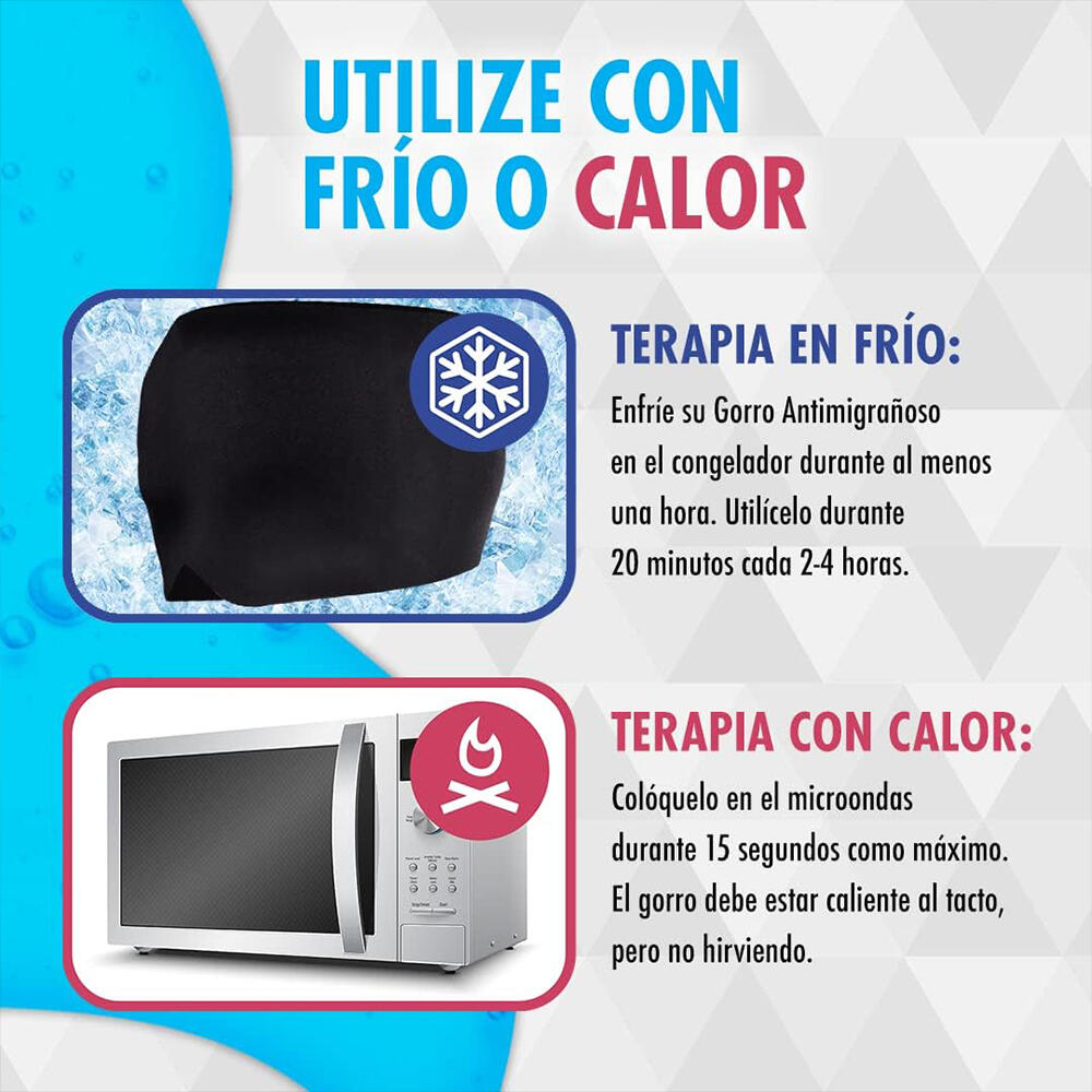 Gorro Terapéutico de Compresión para Alivio de Migrañas y Dolor de Cabeza [Frío y Calor]