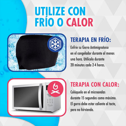 Gorro Terapéutico de Compresión para Alivio de Migrañas y Dolor de Cabeza [Frío y Calor]