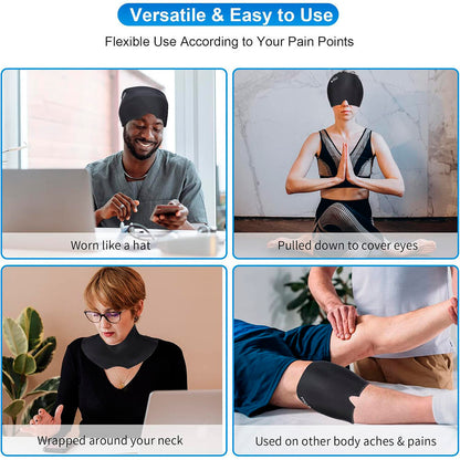 Gorro Terapéutico de Compresión para Alivio de Migrañas y Dolor de Cabeza [Frío y Calor]