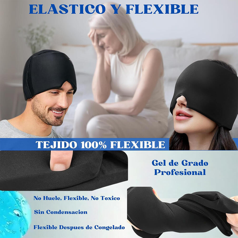 Gorro Terapéutico de Compresión para Alivio de Migrañas y Dolor de Cabeza [Frío y Calor]